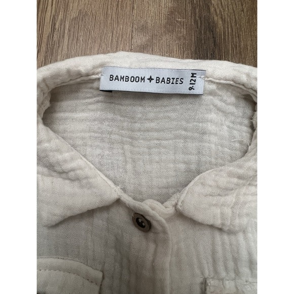 BAMBOOM ITALYShirt with Wooden Buttons - Cream 70% Bamboo, 30% Cotton 9/12Months - Picture 3 of 8